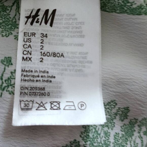 H&M GREEN & WHITE RUFFLE CAMI SZ.2 NWT - Picture 6 of 8